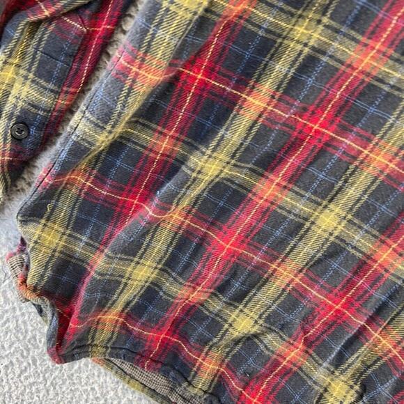 Carbon 2 Cobalt Flannel Shirt Mens Extra Large Black Colorful Plaid Check Cotton - Picture 5 of 11